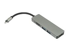 Адаптер Type C на HDMI, USB 3.0*2 + SD/TF для MacBook серебро