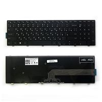 Клавиатура для ноутбука Dell Inspiron 15 3541, 3542, 3543, 3552, 3558 Series. Плоский Enter. Черная, с черной рамкой.  PK1313G2A00, V147225AS.