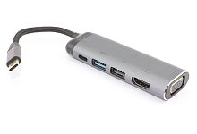 Кабель Type-C на VGA + HDMI + USB 3.1 + Type C + PD + USB 2.0