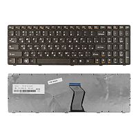 Клавиатура для ноутбука Lenovo Ideapad  Z570, B570, B575, B590, V570, V580, Z575 Series. Плоский Enter. Черная, с черной рамкой. 25201000.